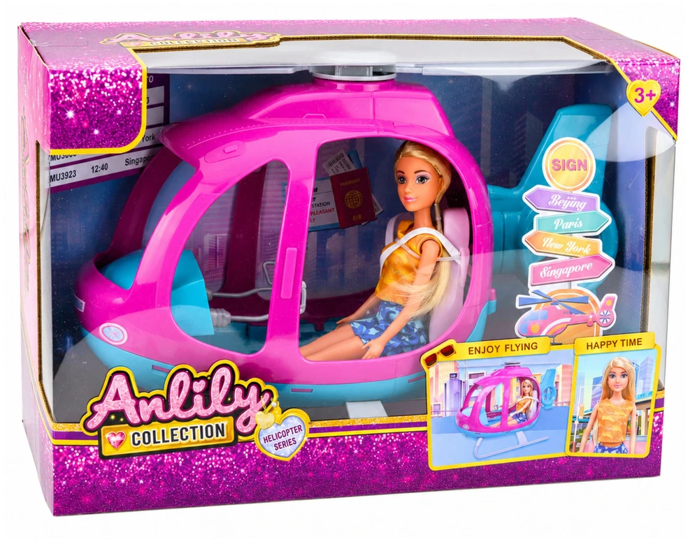 Lean Toys Lėlė su sraigtasparniu 30 cm