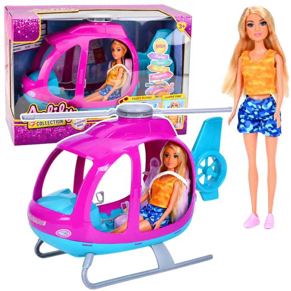 Lean Toys Lėlė su sraigtasparniu 30 cm