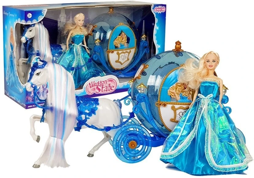 Lean Toys Lėlė su Karieta ir Arklio Komplektu
