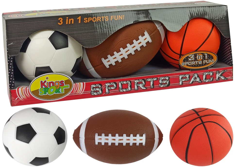 Lean Toys Minkštas sportinių kamuoliukų rinkinys 3in1