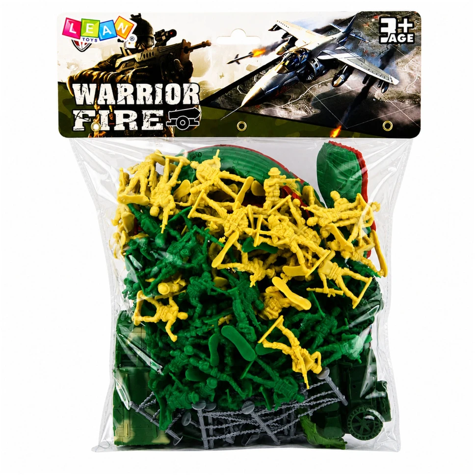 Lean Toys Kareivėlių figūrėlių rinkinys su transporto priemonėmis, 121 vnt.