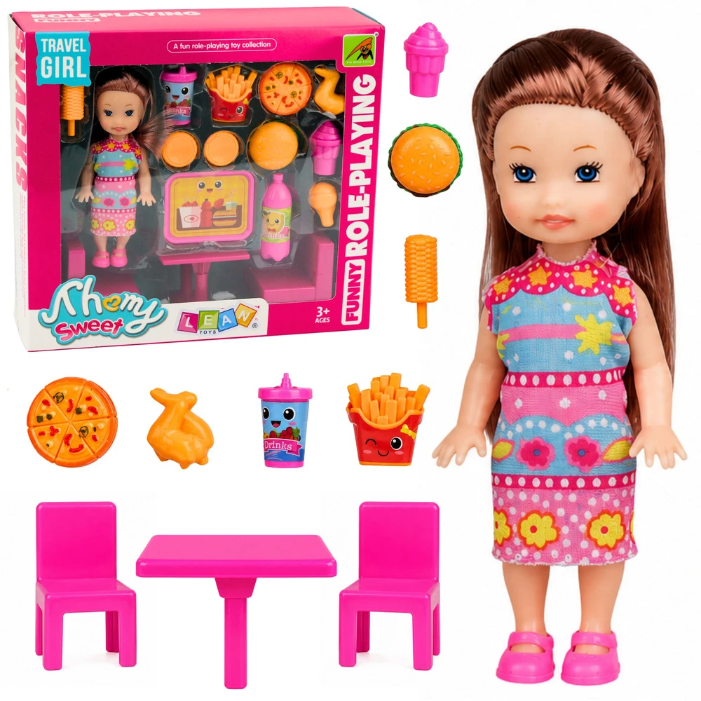 Lean Toys Lėlė su greito maisto rinkiniu 11 cm