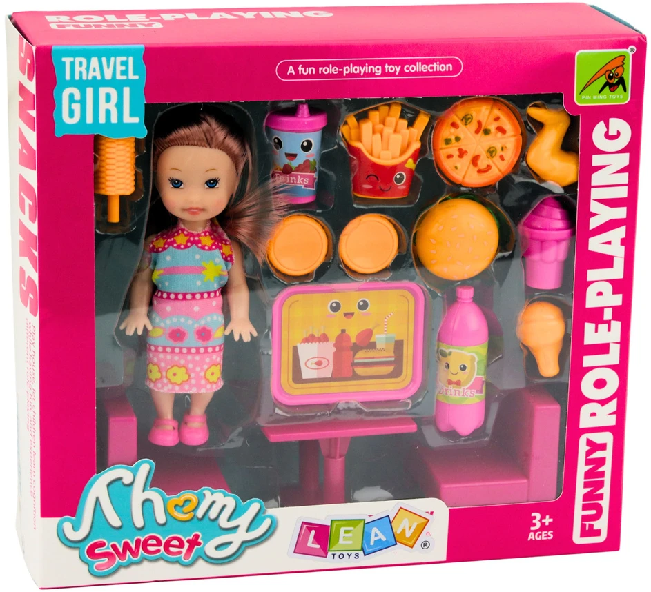 Lean Toys Lėlė su greito maisto rinkiniu 11 cm
