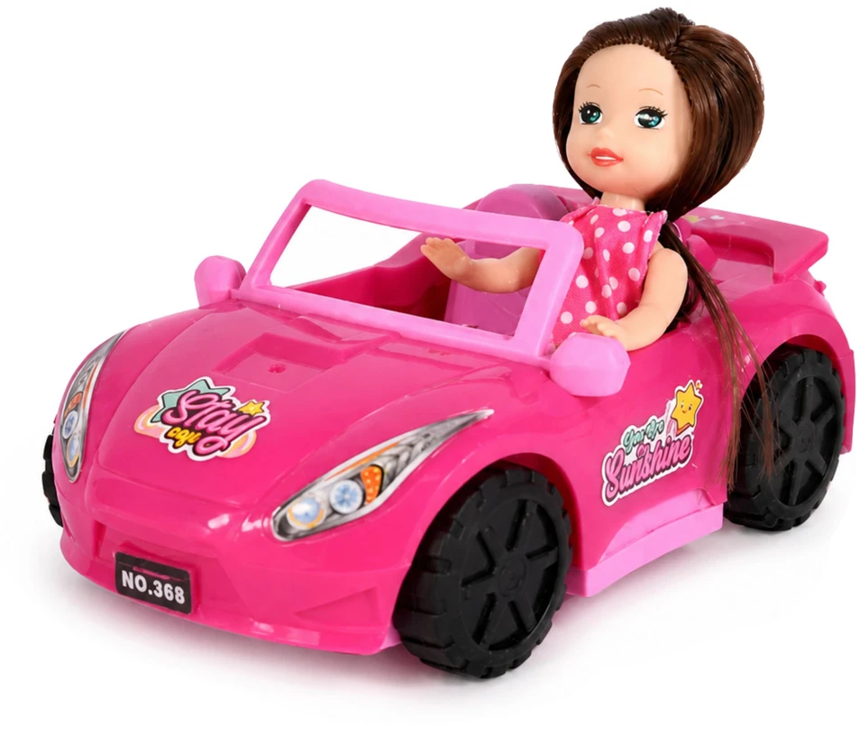 Lean Toys Mini lėlė su kabrioletu rožinė