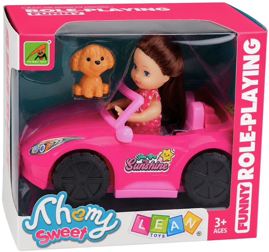 Lean Toys Mini lėlė su kabrioletu rožinė