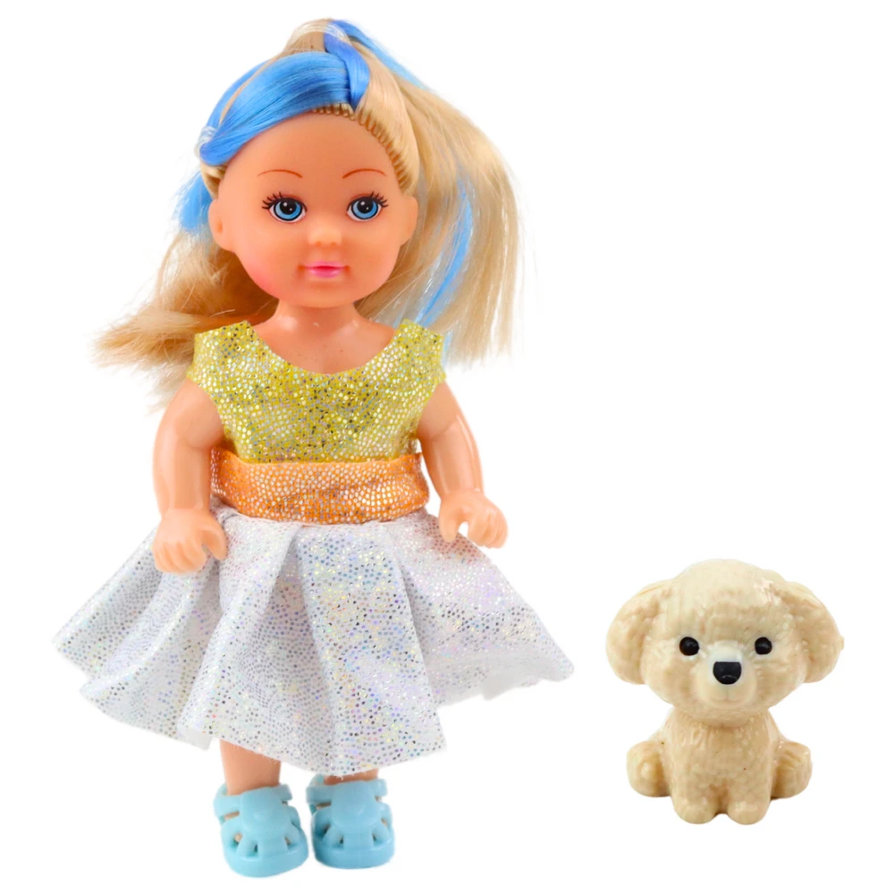 Lean Toys Lėlės Su Suknele Ir Šuneliu Rinkinys 12 cm