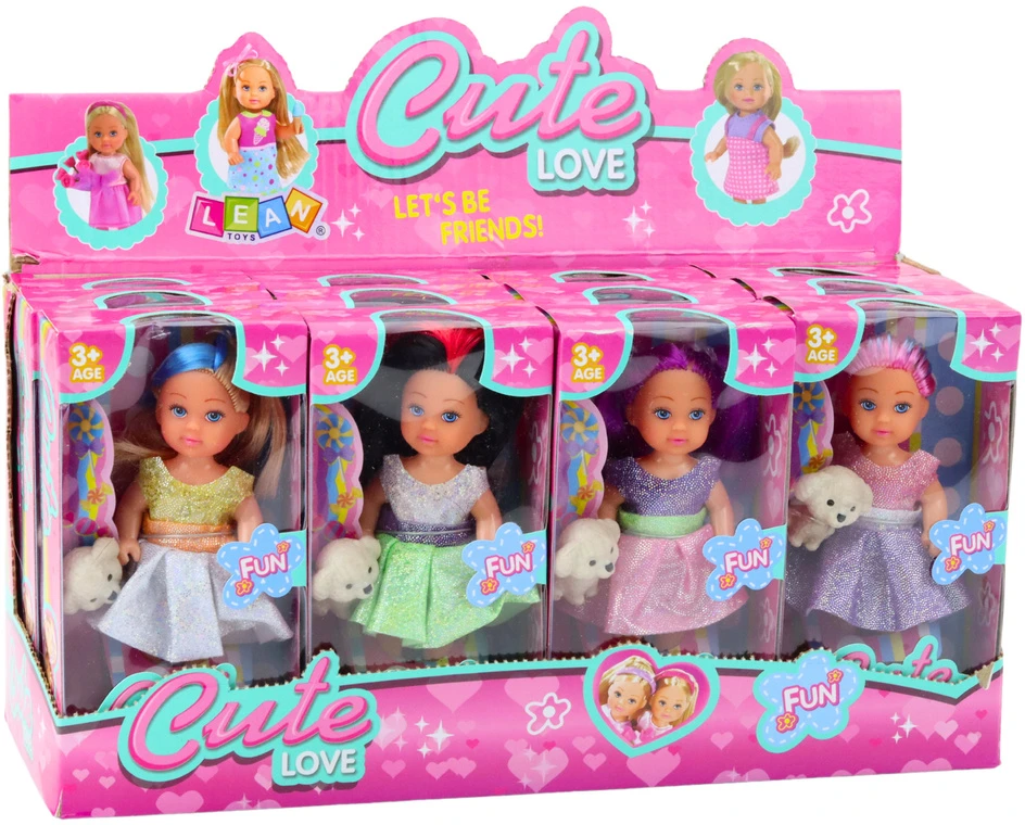 Lean Toys Lėlės Su Suknele Ir Šuneliu Rinkinys 12 cm