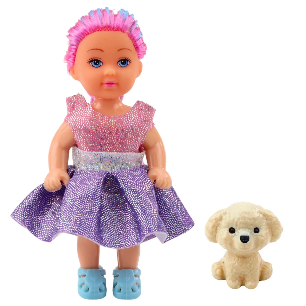 Lean Toys Lėlės Su Suknele Ir Šuneliu Rinkinys 12 cm