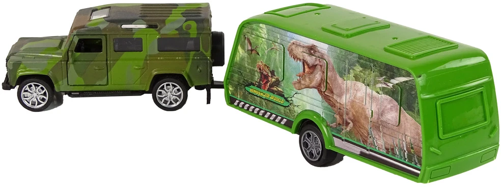 Lean Toys Žaislinis džipas su dinozaurų priekaba