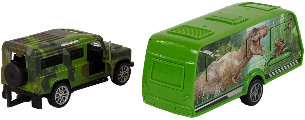 Lean Toys Žaislinis džipas su dinozaurų priekaba