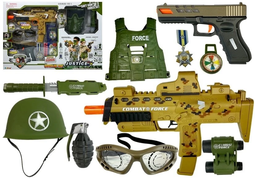 Zestaw Vaikų karinis žaidimų rinkinys su MP7 A1 ir Glock 17