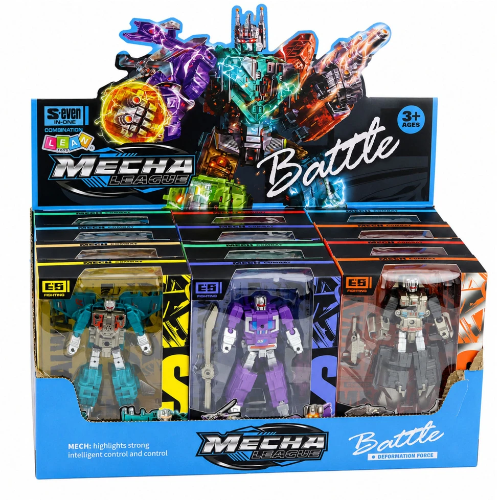 Lean Toys Transformuojamas robotas 2 viename su judančiomis dalimis, įvairių spalvų, 12 × 8 × 3 cm