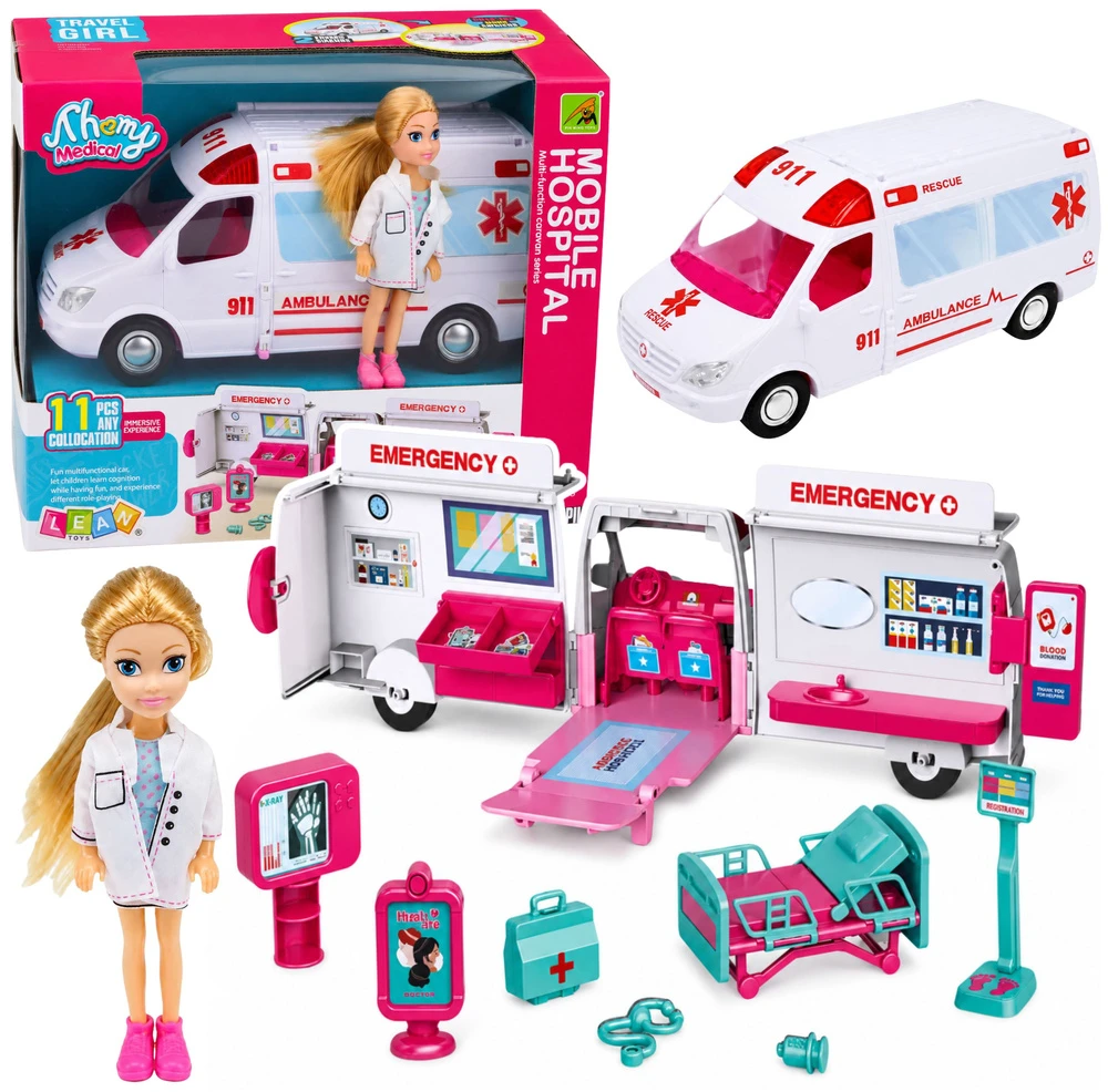 Lean Toys Sulankstomas greitosios pagalbos automobilis 11 vnt.