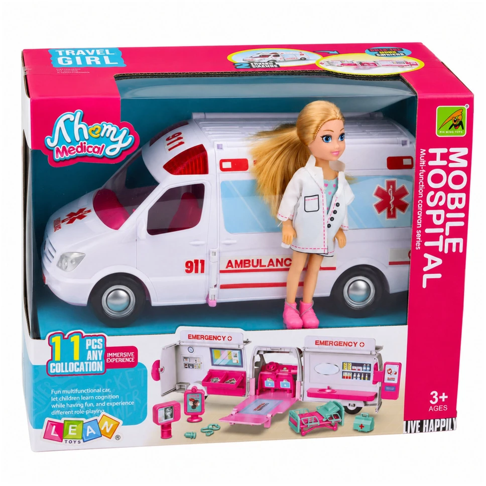 Lean Toys Sulankstomas greitosios pagalbos automobilis 11 vnt.