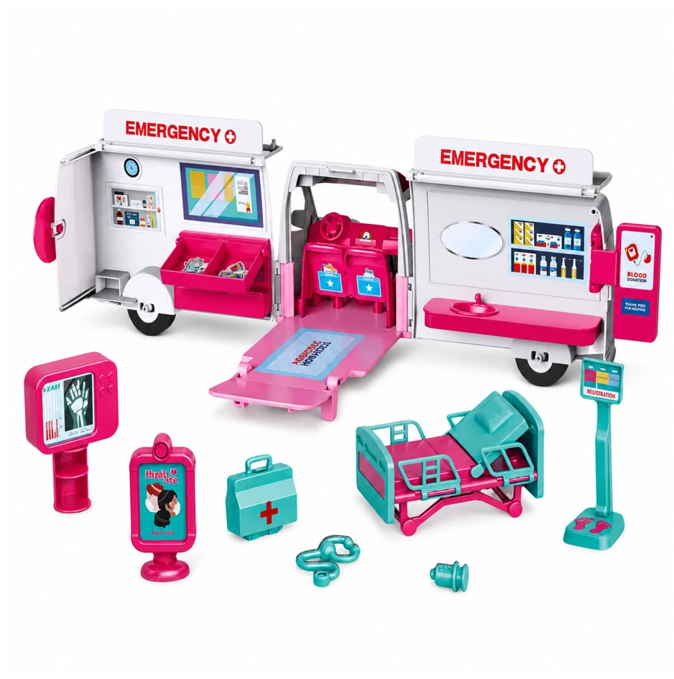 Lean Toys Sulankstomas greitosios pagalbos automobilis 11 vnt.