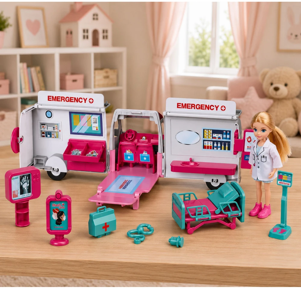 Lean Toys Sulankstomas greitosios pagalbos automobilis 11 vnt.