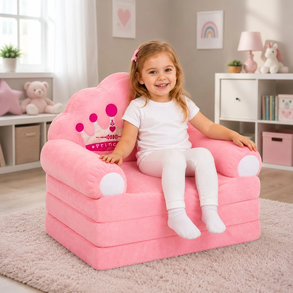 Lean Toys Vaikų atlenkiamas fotelis rožinis