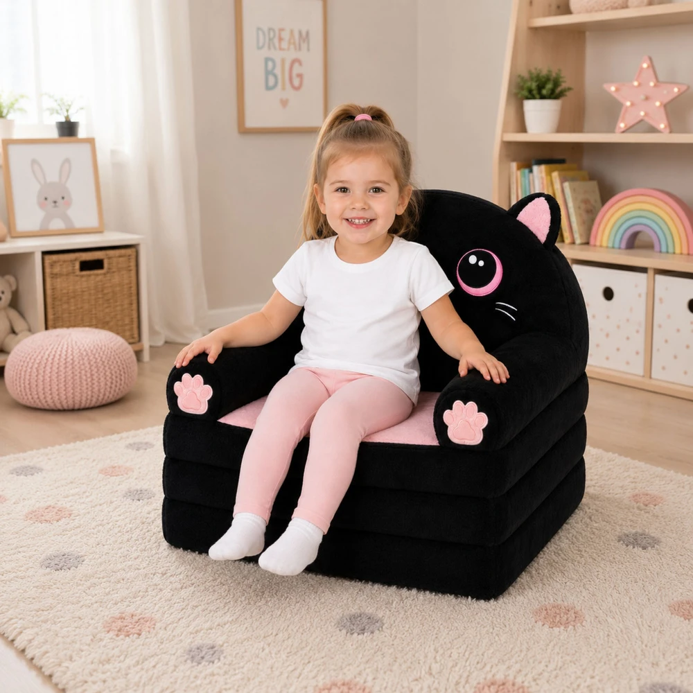 Lean Toys Išskleidžiamas fotelis juodas
