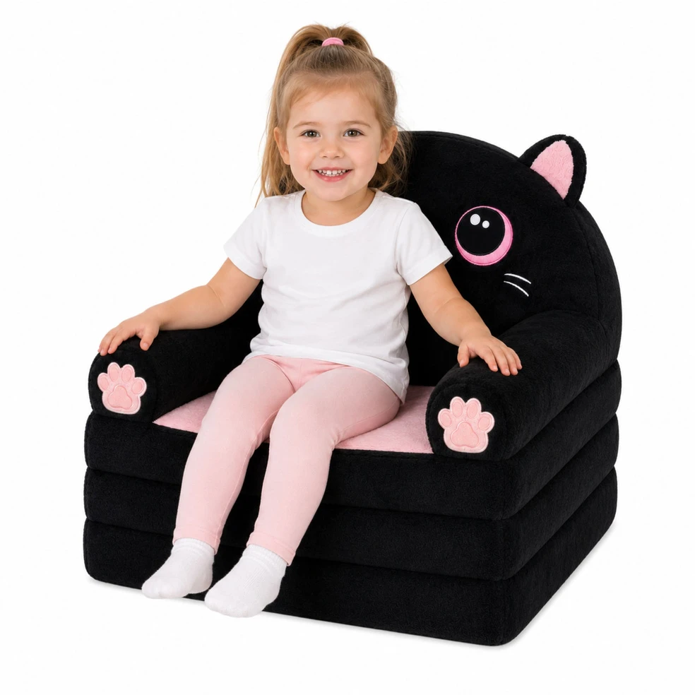 Lean Toys Išskleidžiamas fotelis juodas