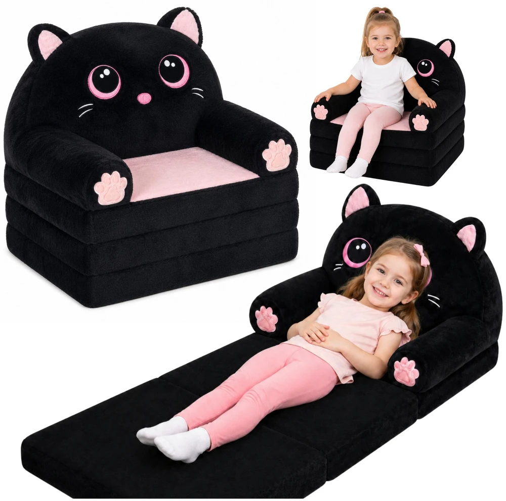 Lean Toys Išskleidžiamas fotelis juodas