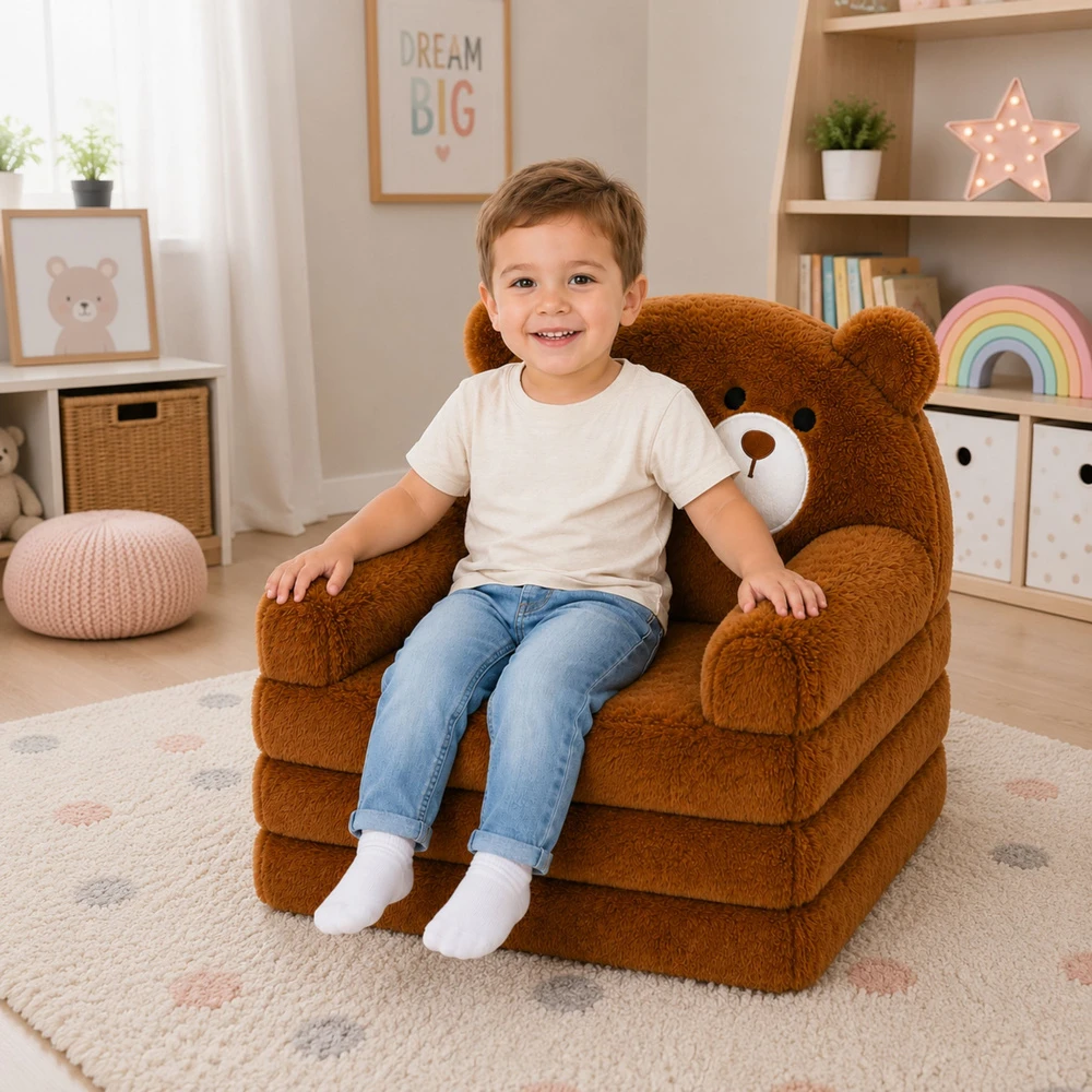 Lean Toys Atlošiamas krėslas rudas