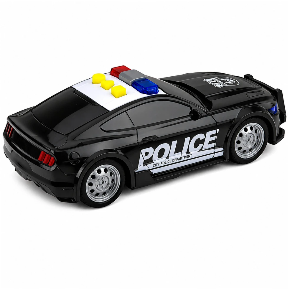 Lean Toys Policijos automobilis su šviesos ir garso efektais, juodas, 16,5 × 7 × 5 cm