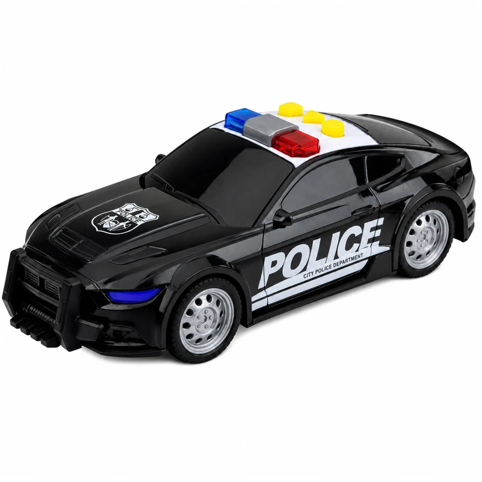 Lean Toys Policijos automobilis su šviesos ir garso efektais, juodas, 16,5 × 7 × 5 cm
