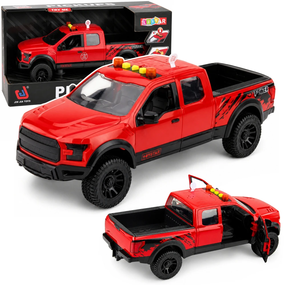 Lean Toys Žaislinis automobilis su šviesos ir garso efektais, raudonas, 34 x 12 x 14 cm