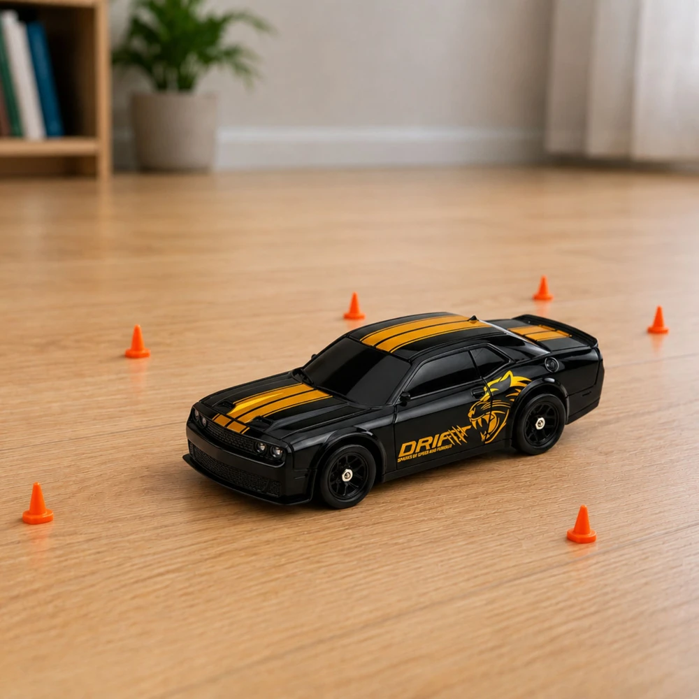 Lean Toys Nuotoliniu būdu valdomas automobilis 4WD, 1:43, juodas, 12 × 5 × 3,5 cm
