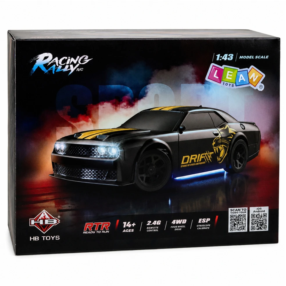 Lean Toys RC driftinis automobilis 4WD, 1:43, raudonas, 12 × 5 × 3,5 cm
