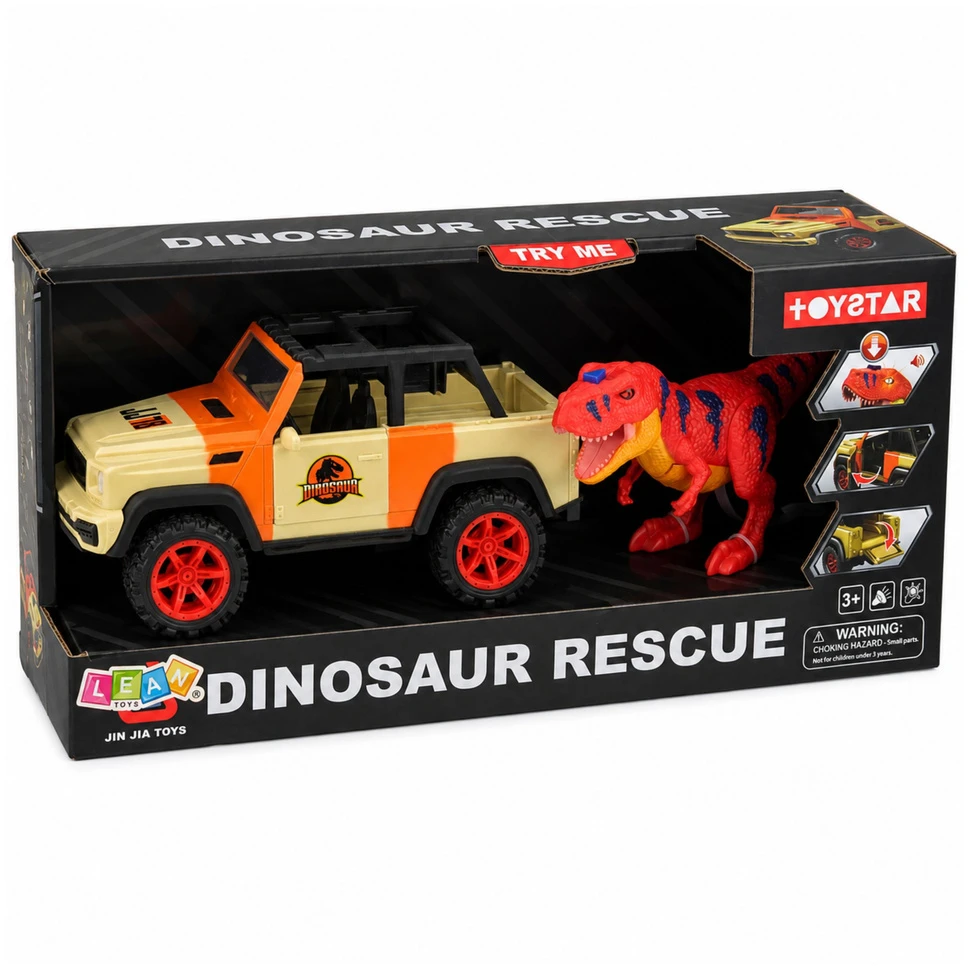 Samochód Visureigis ir T‑Rex dinozauras 20.5 x 10.5 x 10.5 cm