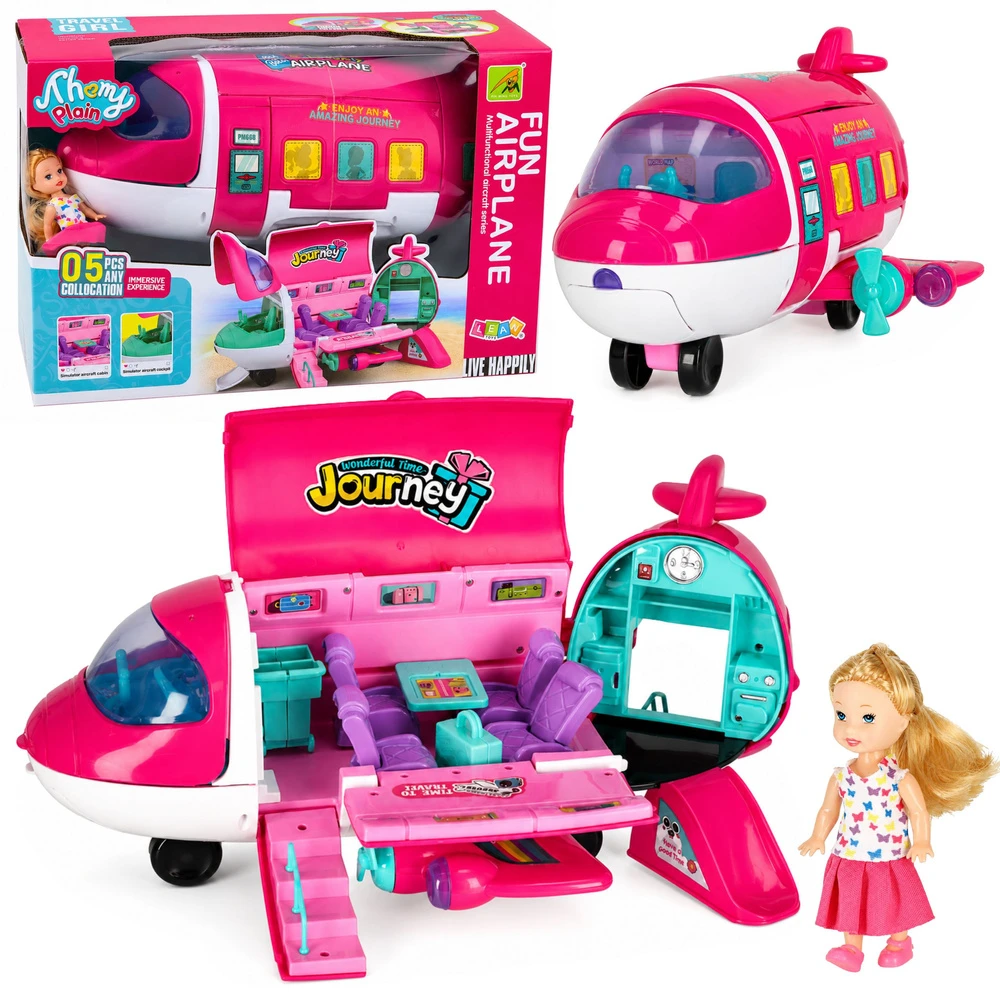 Lean Toys Sulankstomas keleivinis lėktuvas rožinis