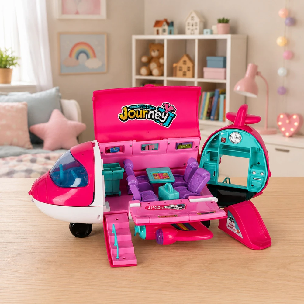 Lean Toys Sulankstomas keleivinis lėktuvas rožinis