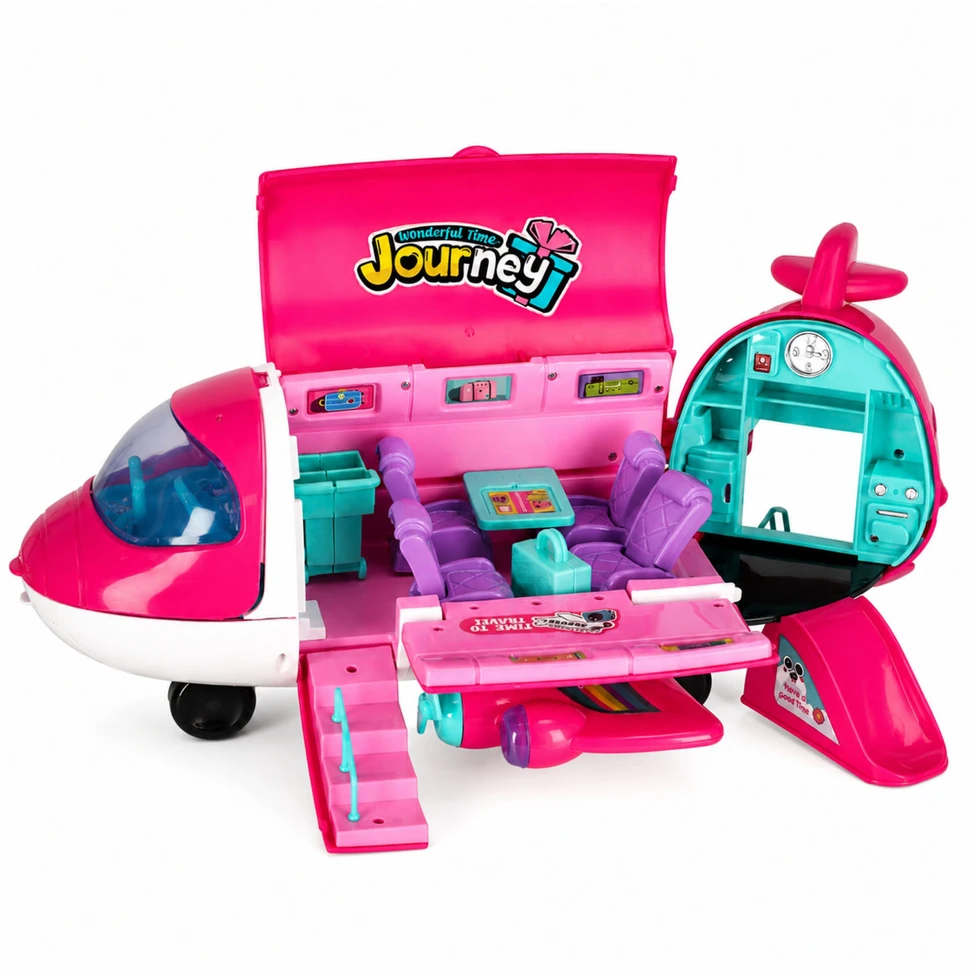 Lean Toys Sulankstomas keleivinis lėktuvas rožinis