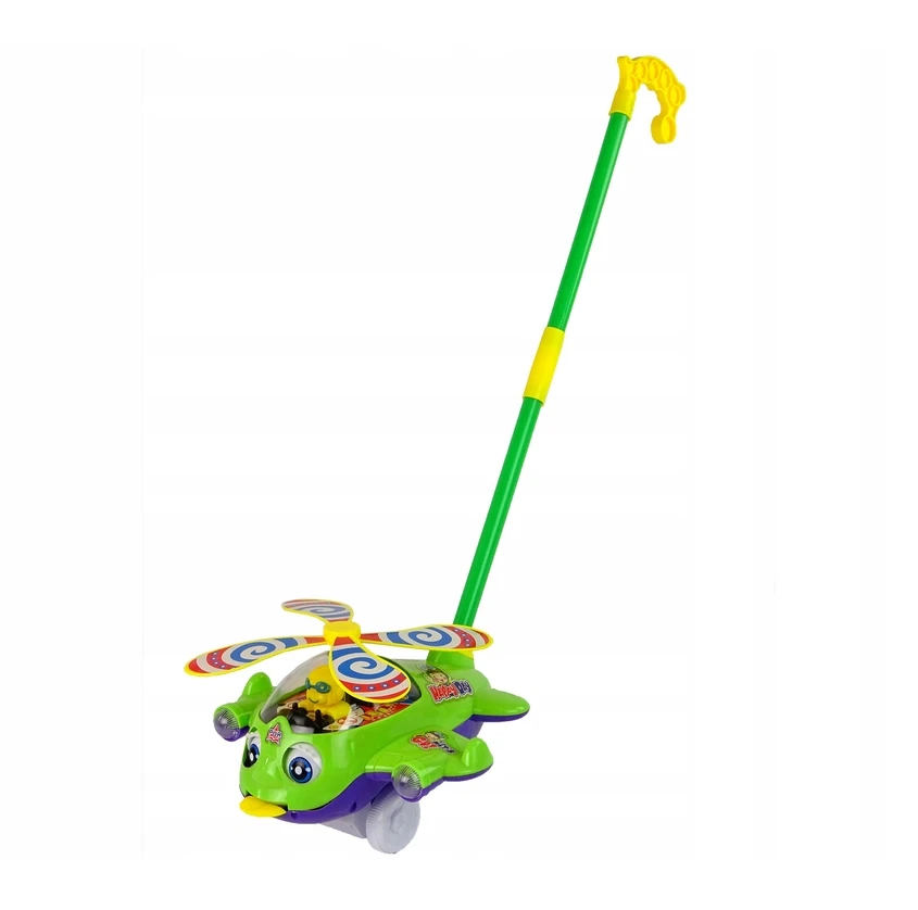 Lean Toys Lėktuvo stūmiklis su rankena, žalias