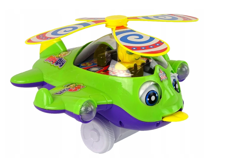 Lean Toys Lėktuvo stūmiklis su rankena, žalias