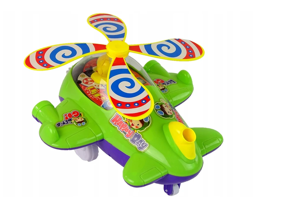 Lean Toys Lėktuvo stūmiklis su rankena, žalias