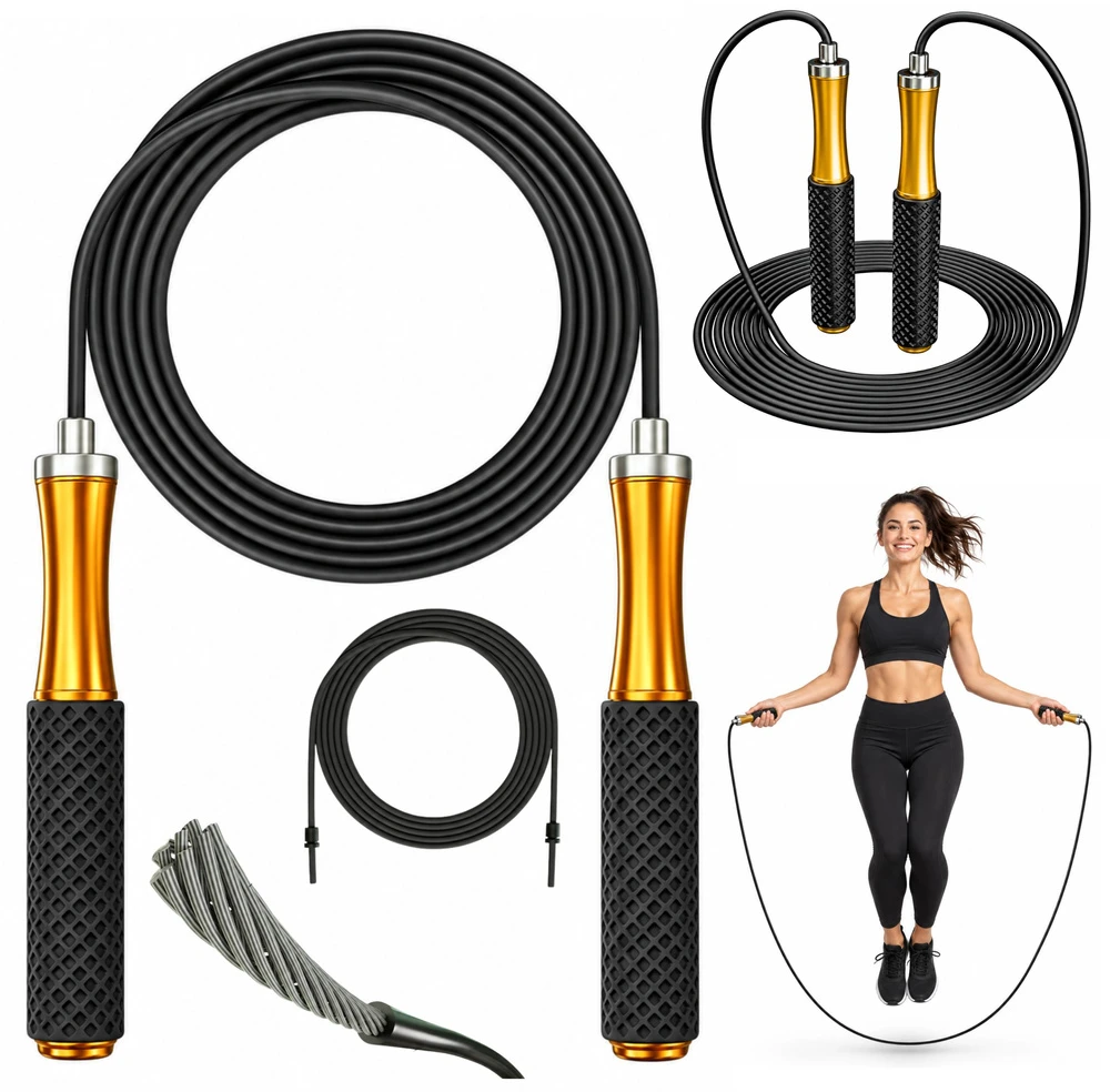 Lean Toys Šokdynė su reguliuojamu ilgiu ir guoliais, juoda ir auksinė, 3 m