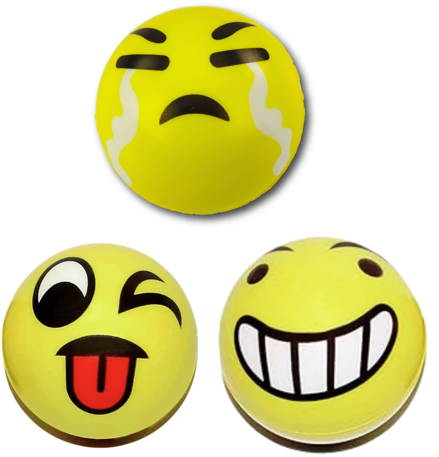 Lean Toys Linksmas geltonas kamuoliukas su emocijomis, 10 cm