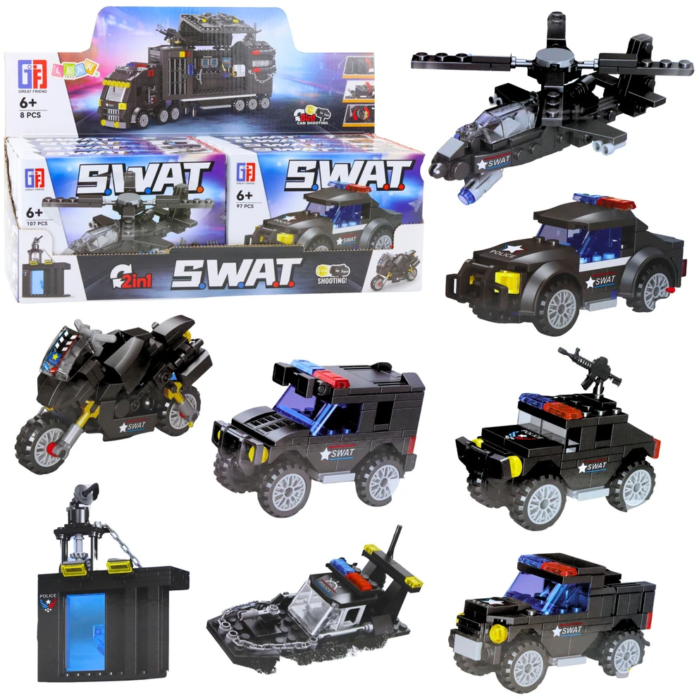 Lean Toys Konstruktorius transporto priemonės SWAT 8in1 92-117 vnt.