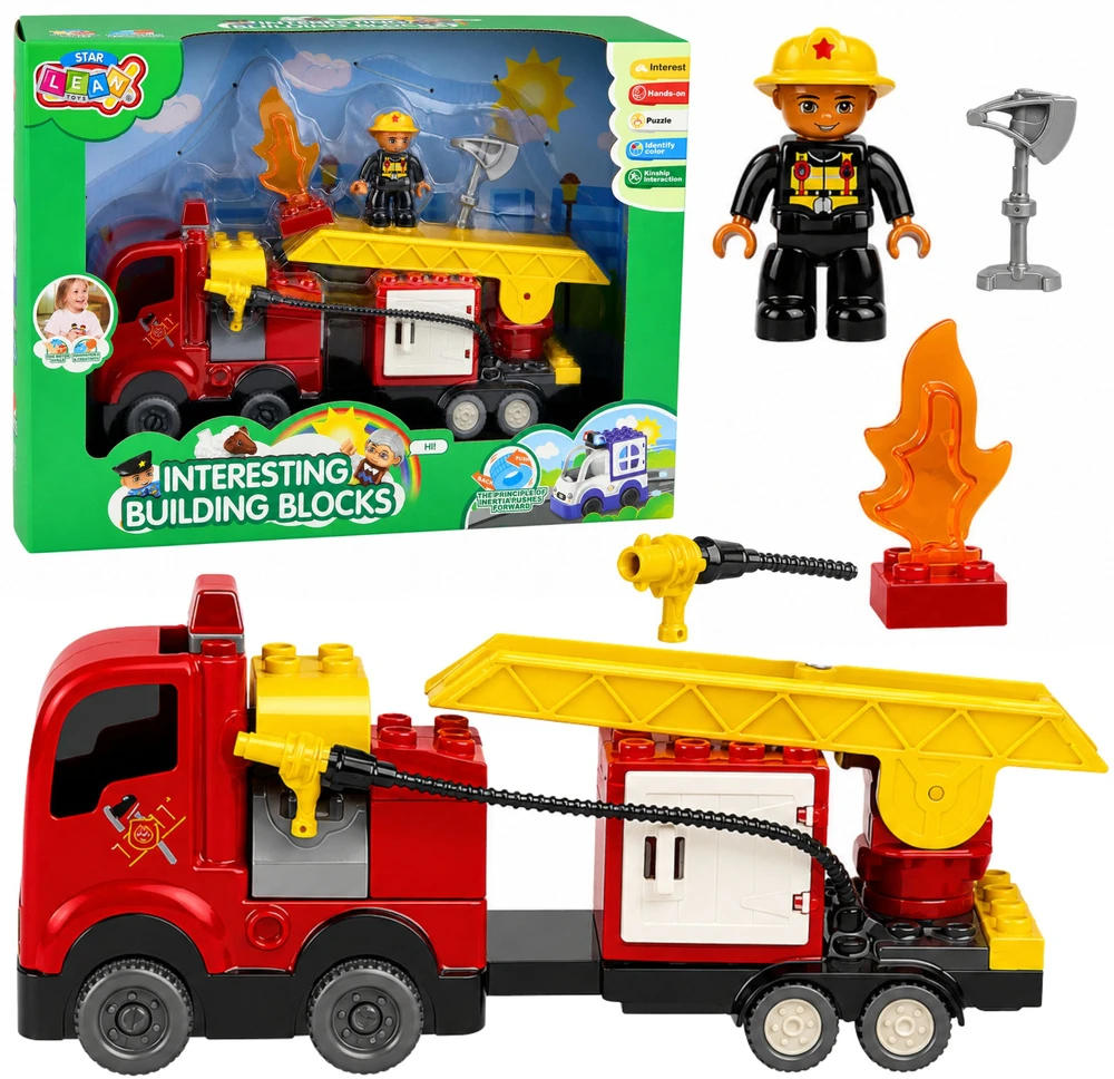 Lean Toys Gaisrininko rinkinys, raudona ir geltona