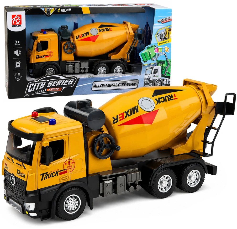 Lean Toys Žaislinė betono maišyklė su šviesos ir garso efektais, 1:12, 34,5 × 16 × 10,5 cm