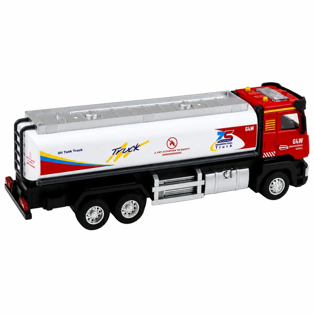 Lean Toys Žaislinis autocisternos modelis su šviesomis ir garsais, raudonas ir baltas, 25,5 × 8,5 × 7 cm