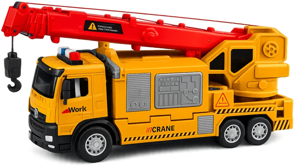 Lean Toys Sunkvežimis su kranu geltonas