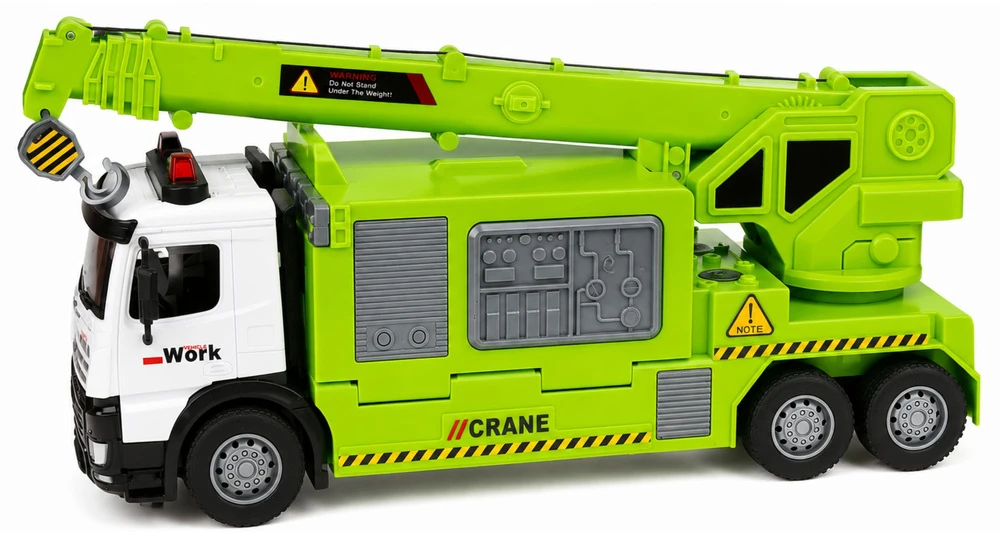 Lean Toys Sunkvežimis su kranu ir transporto platforma žalia 4 vnt.