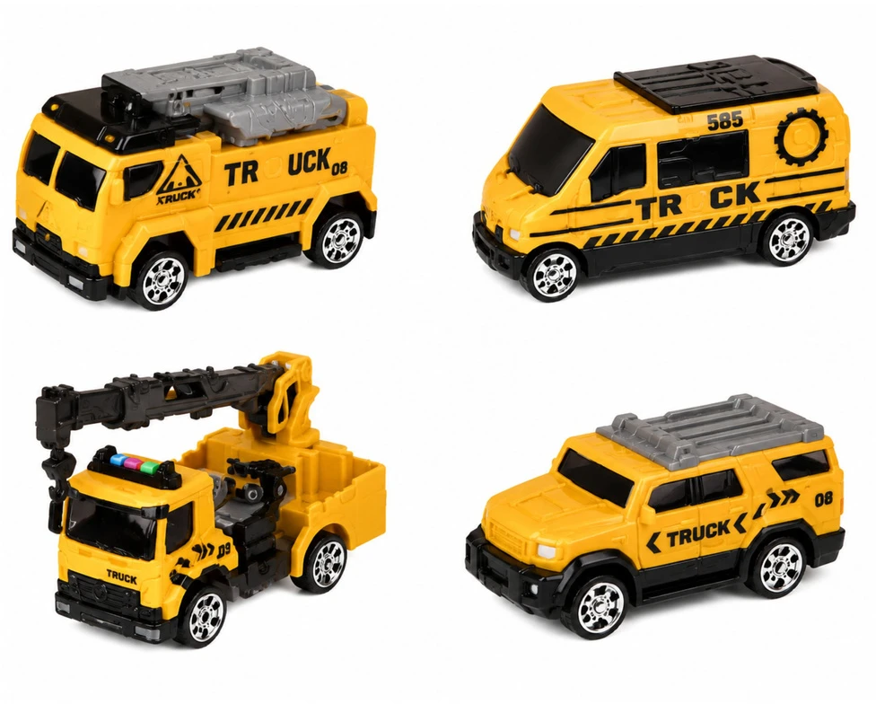 Lean Toys Sunkvežimis su kranu ir transporto platforma žalia 4 vnt.
