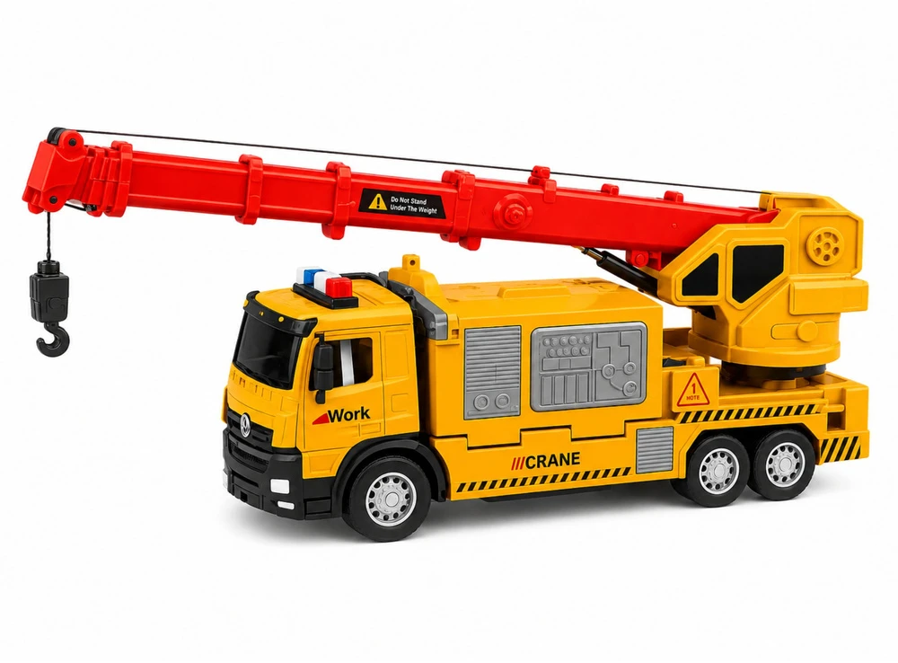 Lean Toys Sunkvežimis su kranu geltonas