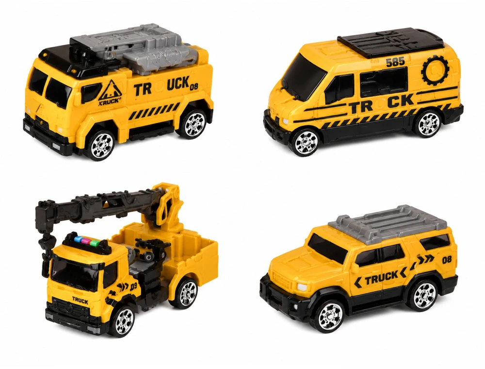Lean Toys Sunkvežimis su kranu geltonas