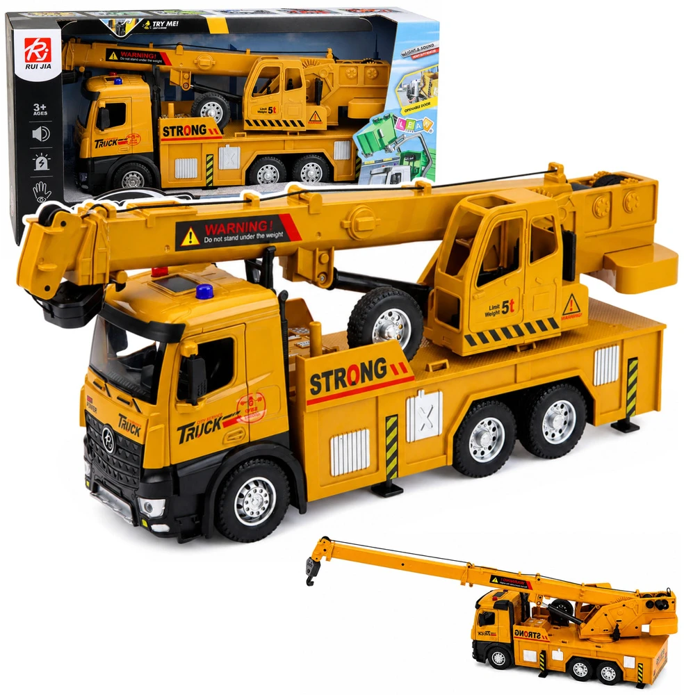 Lean Toys Žaislinis kranas su metaline kabina ir šviesos bei garso efektais, 1:12