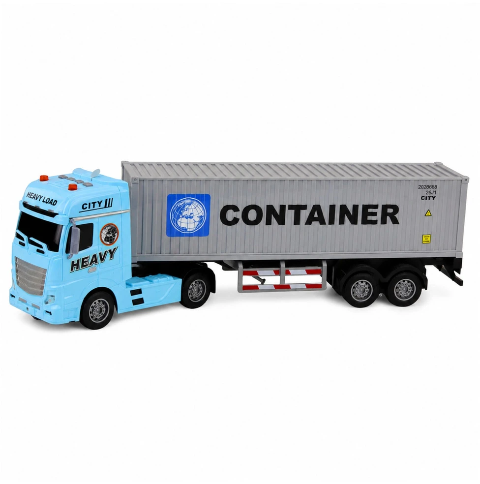 Lean Toys Žaislinis sunkvežimis su nuimamu konteineriu, mėlynas–pilkas, 54 × 16 × 10,5 cm